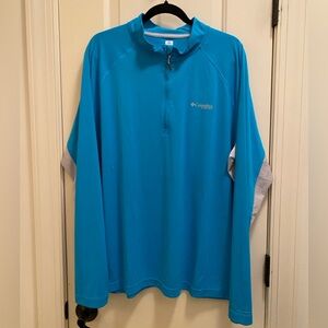 Men’s Columbia OnniFreeze quarter zip XL aqua blue w flaw (pull in front)